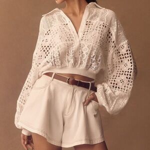 Elegant Cream Women's Shirt w cutout’s ANTHROPOLOGIE pilcro